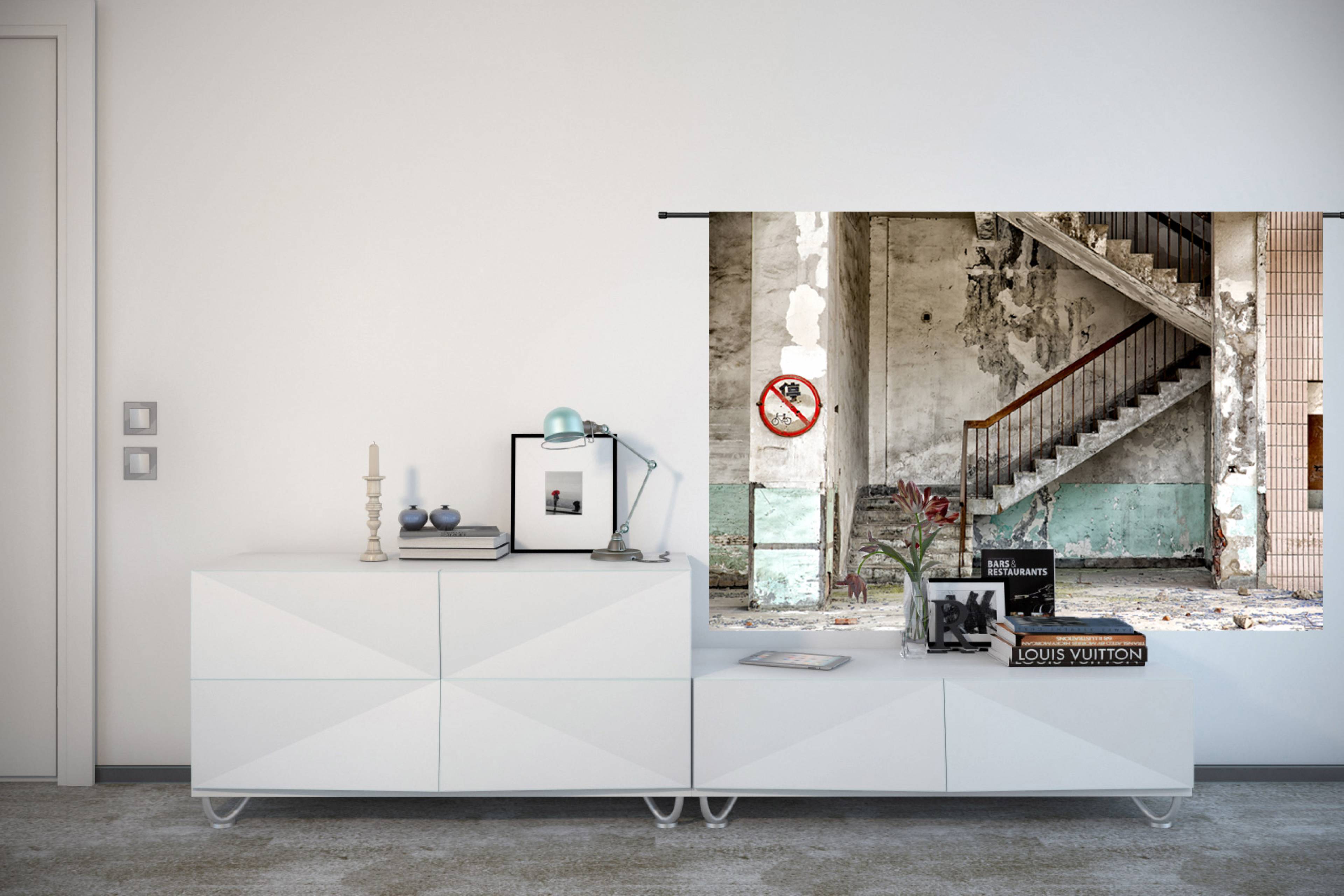 Urban Cotton - Wandkleed 'Concrete Stairs'